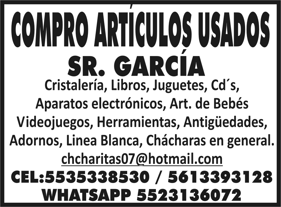 COMPRO ART&IACUTE;CULOS USADOS
