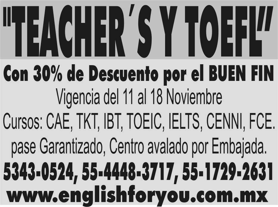 "TEACHER&ACUTE;S Y TOEFL"

CON