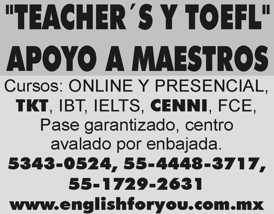 "TEACHER&ACUTE;S Y TOEFL"

APOYO