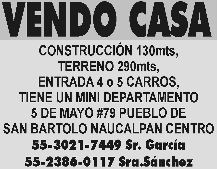 VENDO CASA&NBSP;

CONSTRUCCI&OACUTE;N 130MTS
