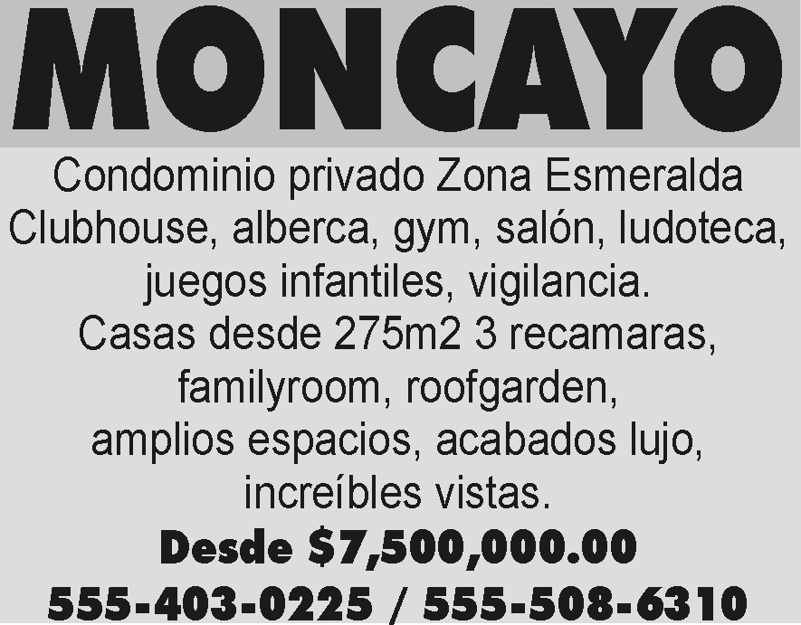 MONCAYO

CONDOMINIO PRIVADO&NBSP;ZONA ESMERALDA

CLUBHOUSE