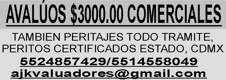 AVAL&UACUTE;OS $3000.00 COMERCIALES

TAMBIEN