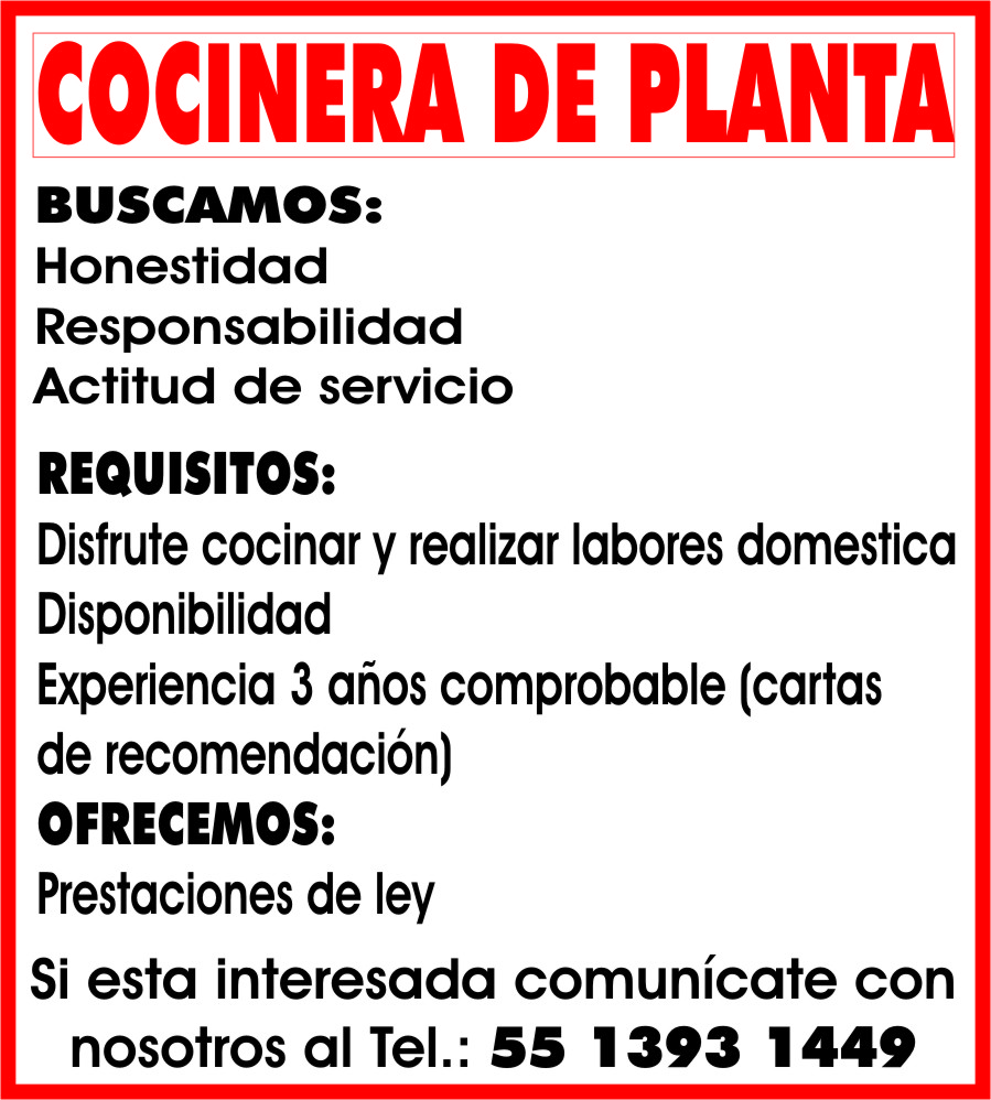 COCINERA DE PLANTA