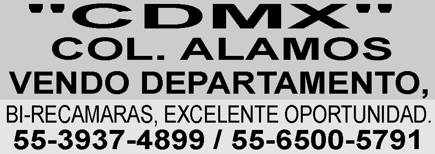 "CDMX"

COL. ALAMOS

VENDO DEPARTAMENTO