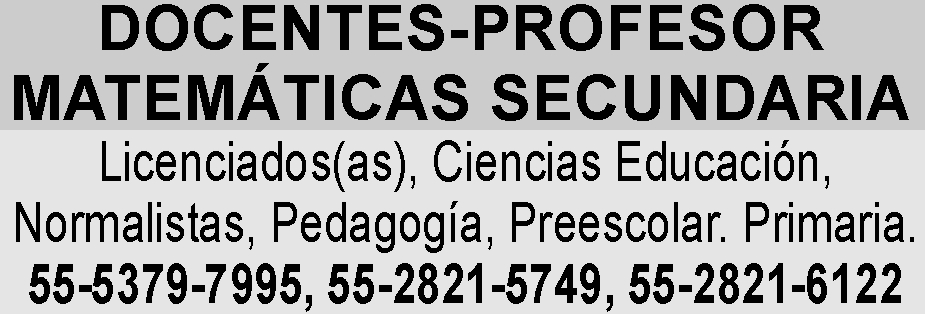 DOCENTES-PROFESOR 

MATEM&AACUTE;TICAS SECUNDARIA&NBSP;