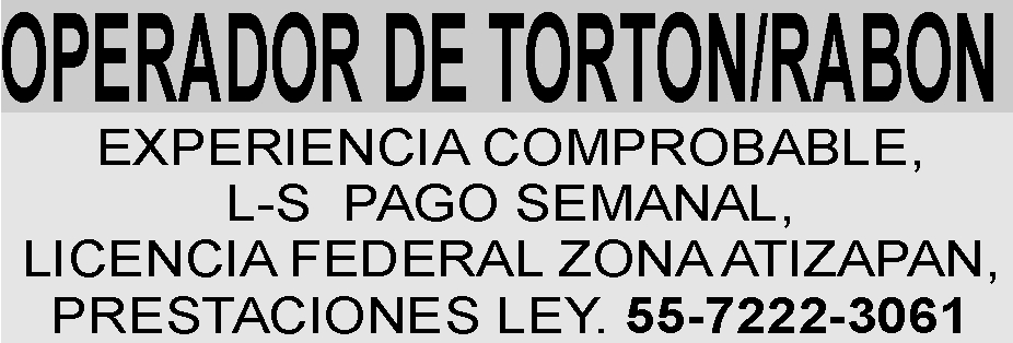 OPERADOR DE TORTON/RABON