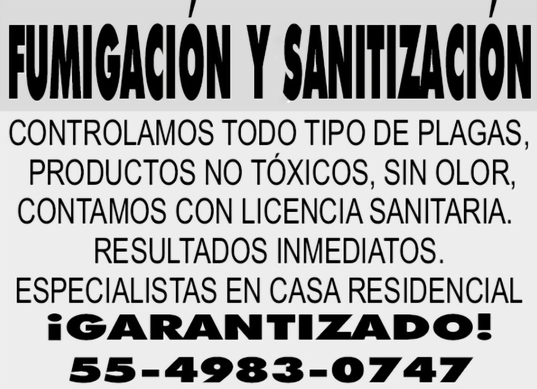 FUMIGACI&OACUTE;N Y&NBSP;SANITIZACI&OACUTE;N

CONTROLAMOS TODO