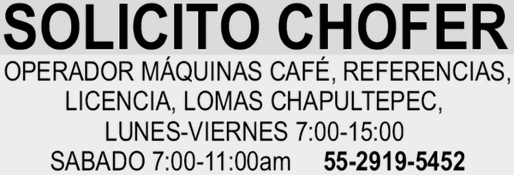 SOLICITO CHOFER&NBSP;

OPERADOR MAQUINAS