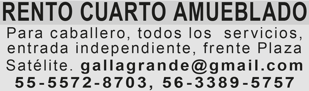 ?RENTO?CUARTO AMUEBLADOPARA CABALLERO