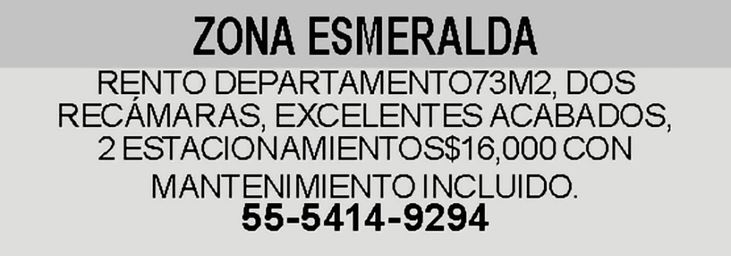 ZONA ESMERALDARENTO DEPARTAMENTO73M2