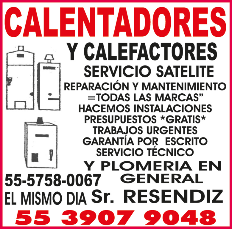 CALENTADORES Y CALEFACTORES
