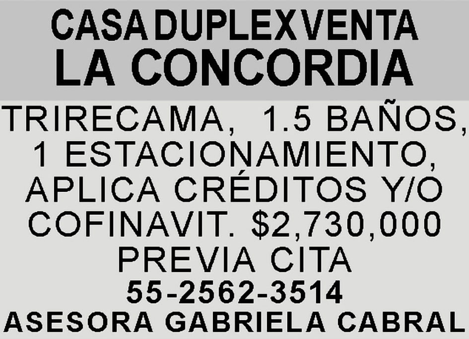 CASA?DUPLEX?VENTA?LA CONCORDIATRIRECAMA ?