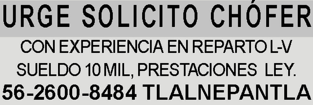 URGE SOLICITO?CH?FERCON EXPERIENCIA
