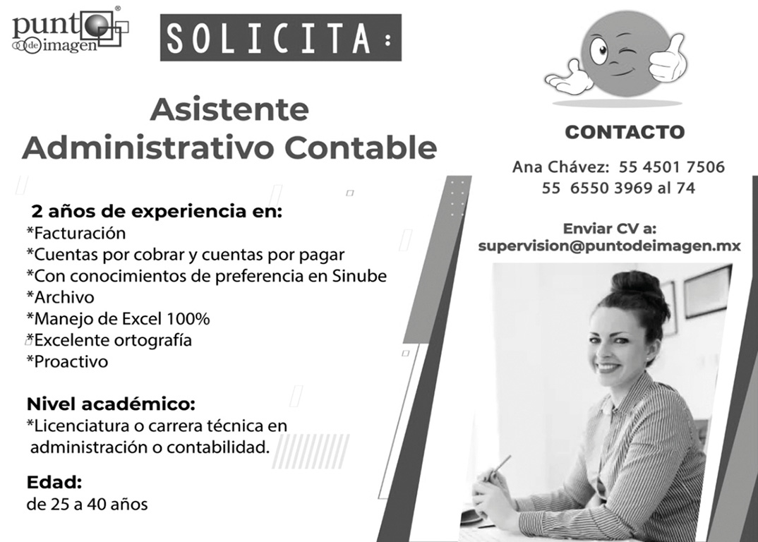 SOLICITA ASISTENTE ADMINISTRATIVO