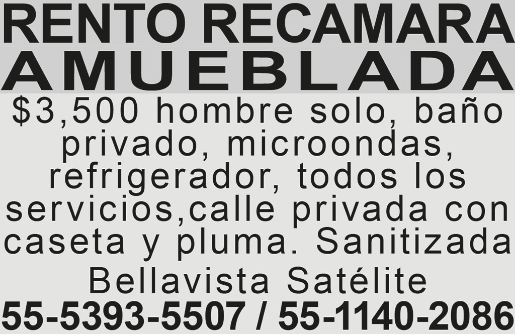 RENTO RECAMARA AMUEBLADA