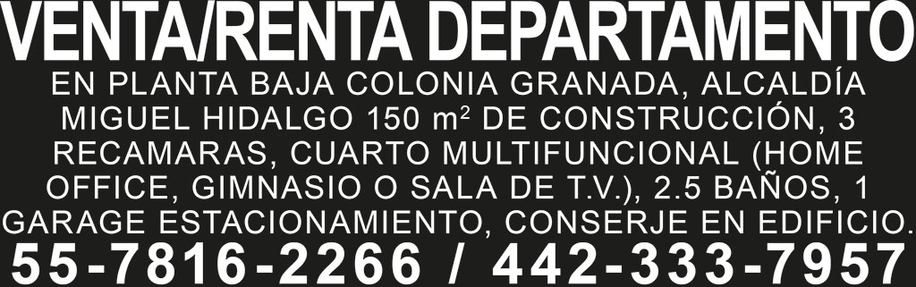 VENTA /?RENTA DEPARTAMENTO