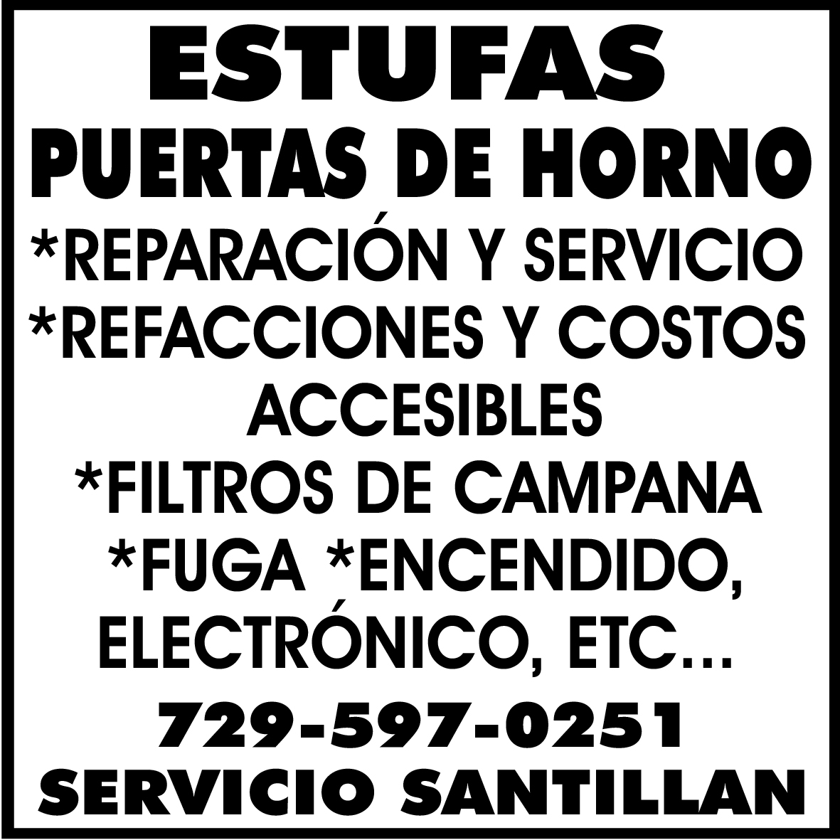 ESTUFASPUERTAS DE HORNO*REPARACI?N