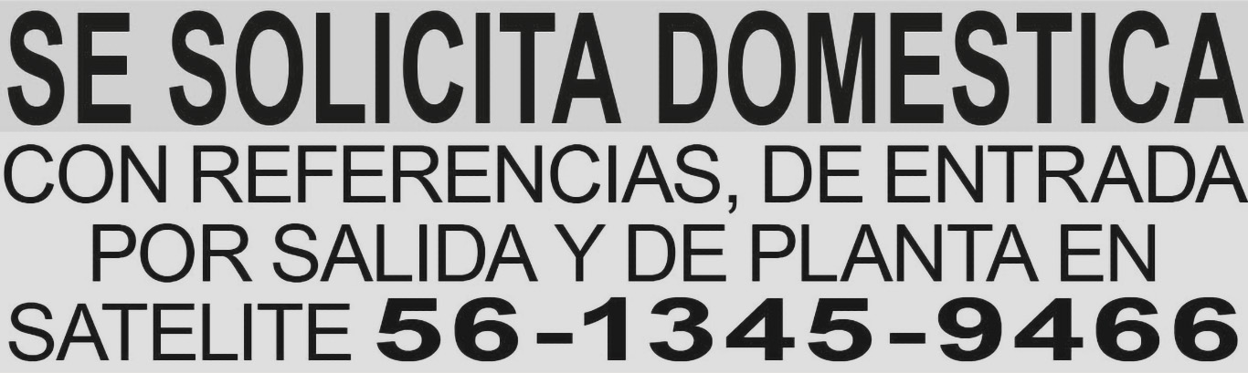 SE SOLICITA DOMESTICACON
