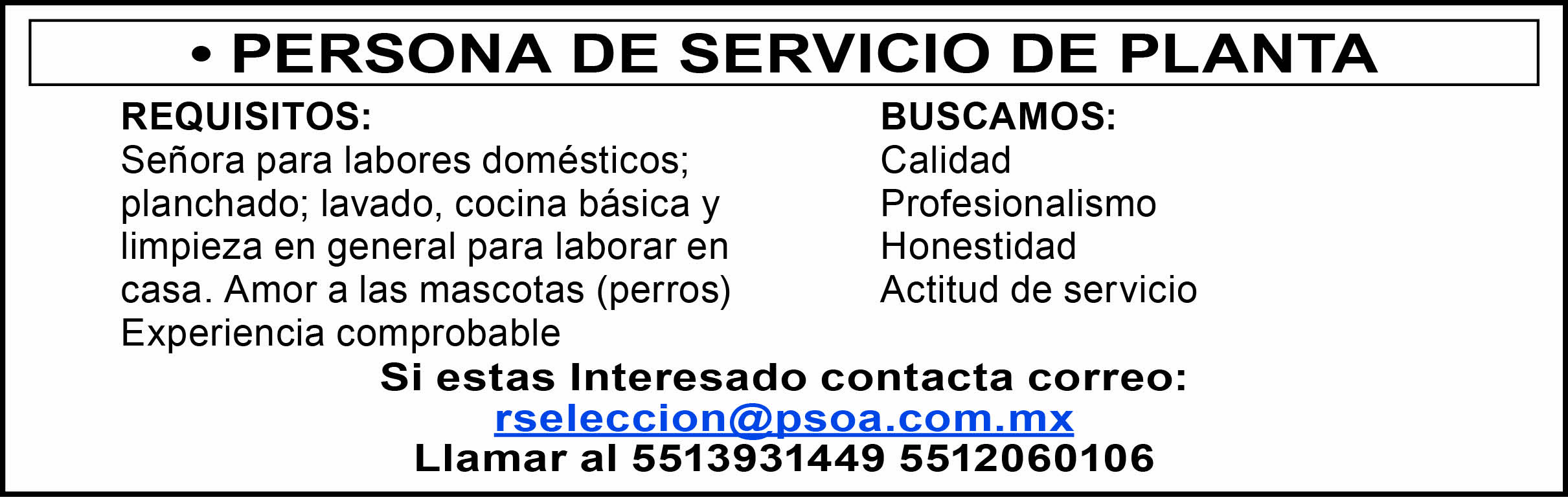 PERSONA DE SERVICIO