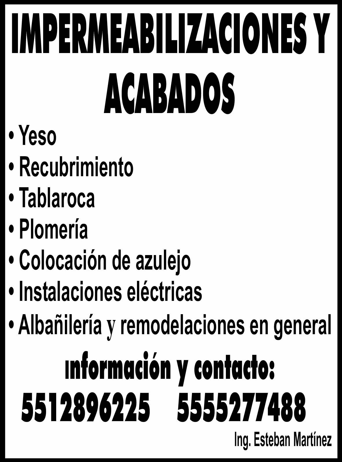 IMPERMEABILIZACIONES Y ACABADOSINFORMACION