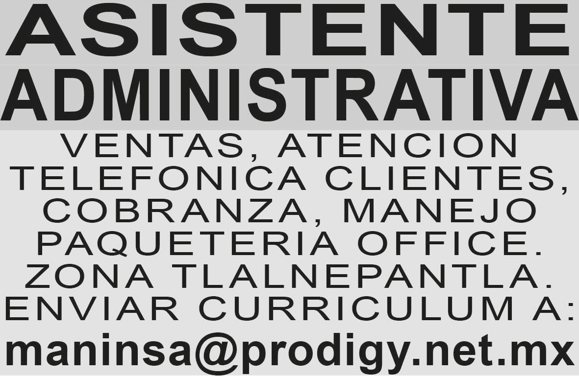 ASISTENTE  ADMINISTRATIVA?VENTAS