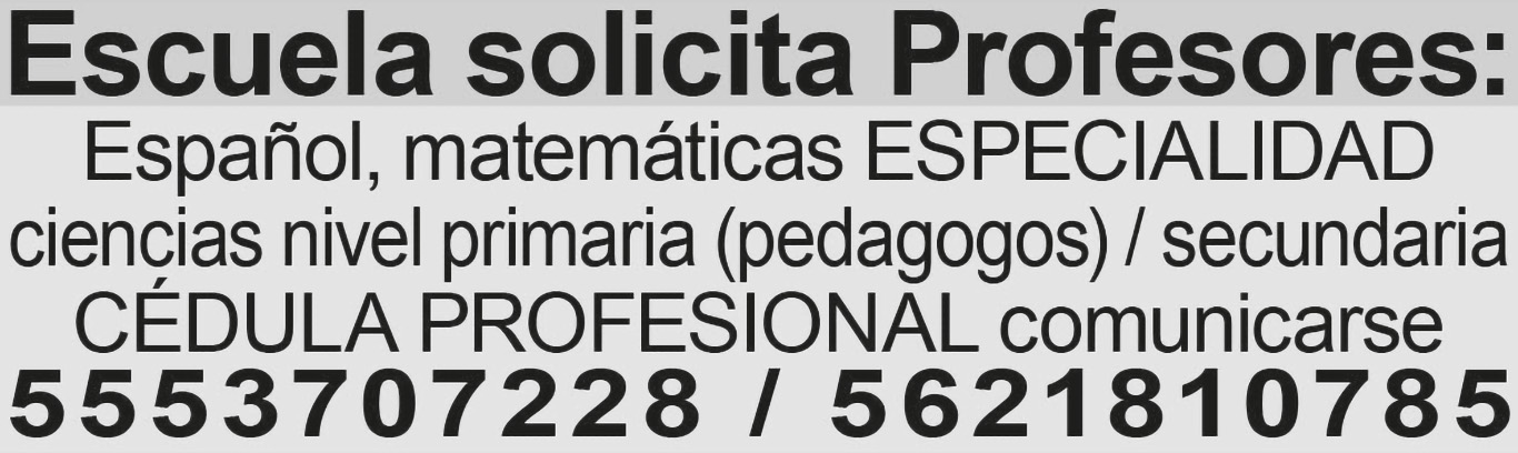 ESCUELA SOLICITA PROFESORES:ESPA?OL