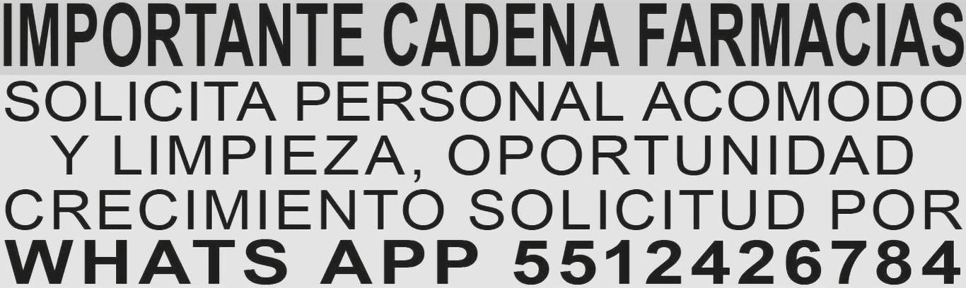 IMPORTANTE CADENA FARMACIASSOLICITA