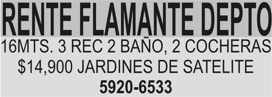 RENTE FLAMANTE DEPTO
16MTS.