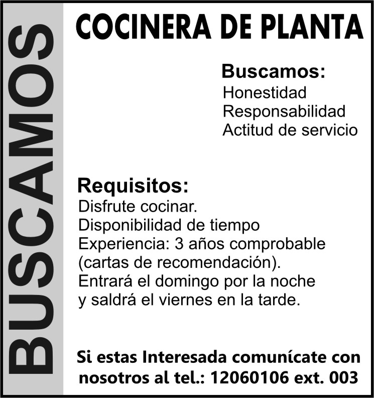 BUSCAMOS COCINERA DE