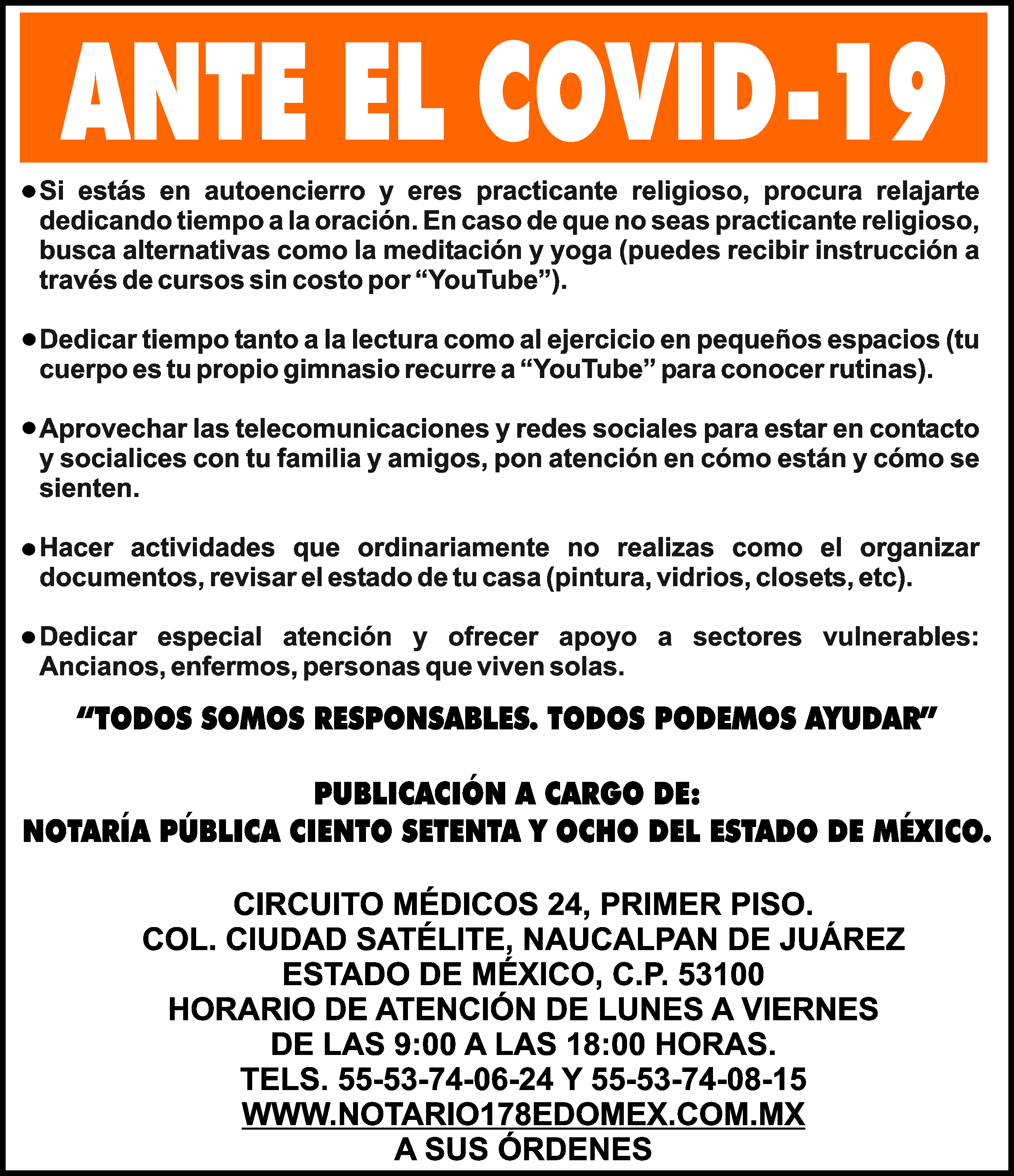 ANTE EL COVID-19

&BULL;SI