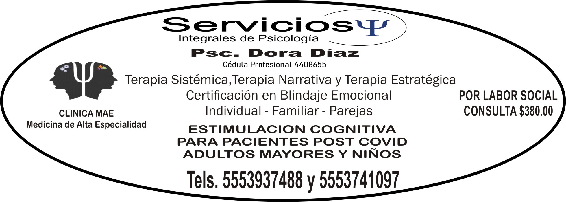 SERVICIOS

INTEGRALES&NBSP;DE&NBSP;PSICOLOGIA

PSC. DORA DIAZ

5553937488
