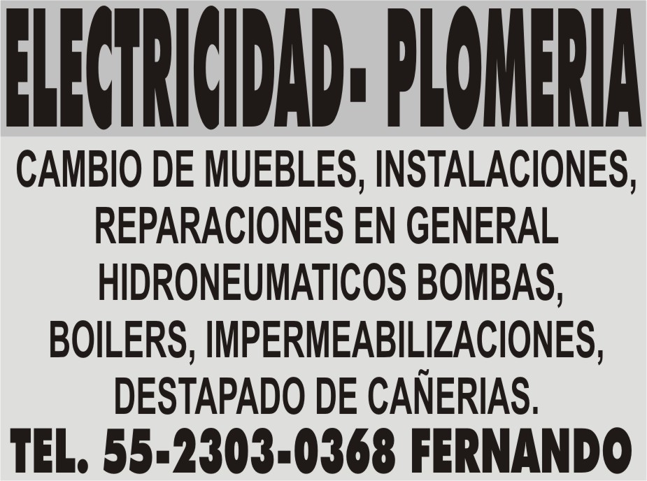 ELECTRICIDAD- PLOMERIA

CAMBIO DE