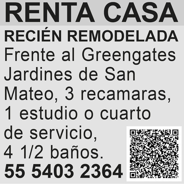 RENTA CASARECI?N REMODELADAFRENTE