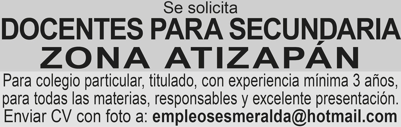 SE SOLICITA DOCENTES