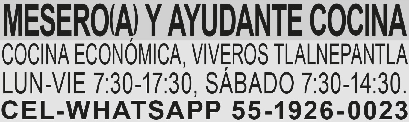 MESERO(A) Y AYUDANTE