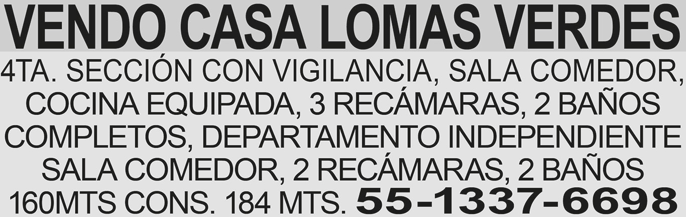 VENDO CASA LOMAS