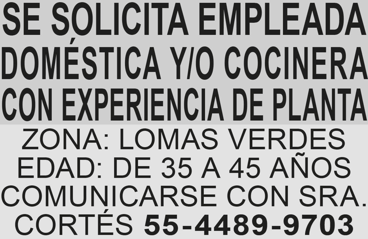 SE SOLICITA EMPLEADA