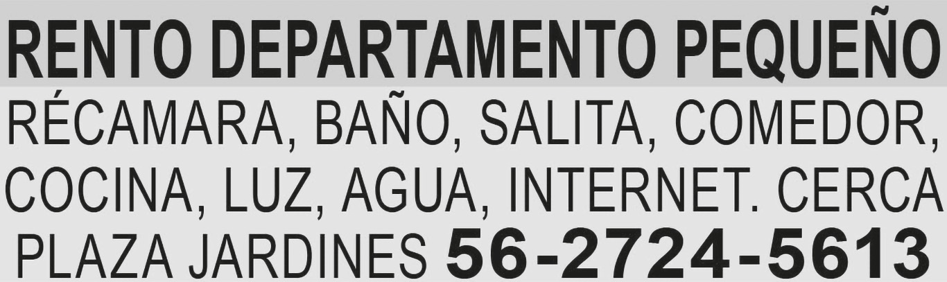 RENTO DEPARTAMENTO PEQUE?O?RECAMARA