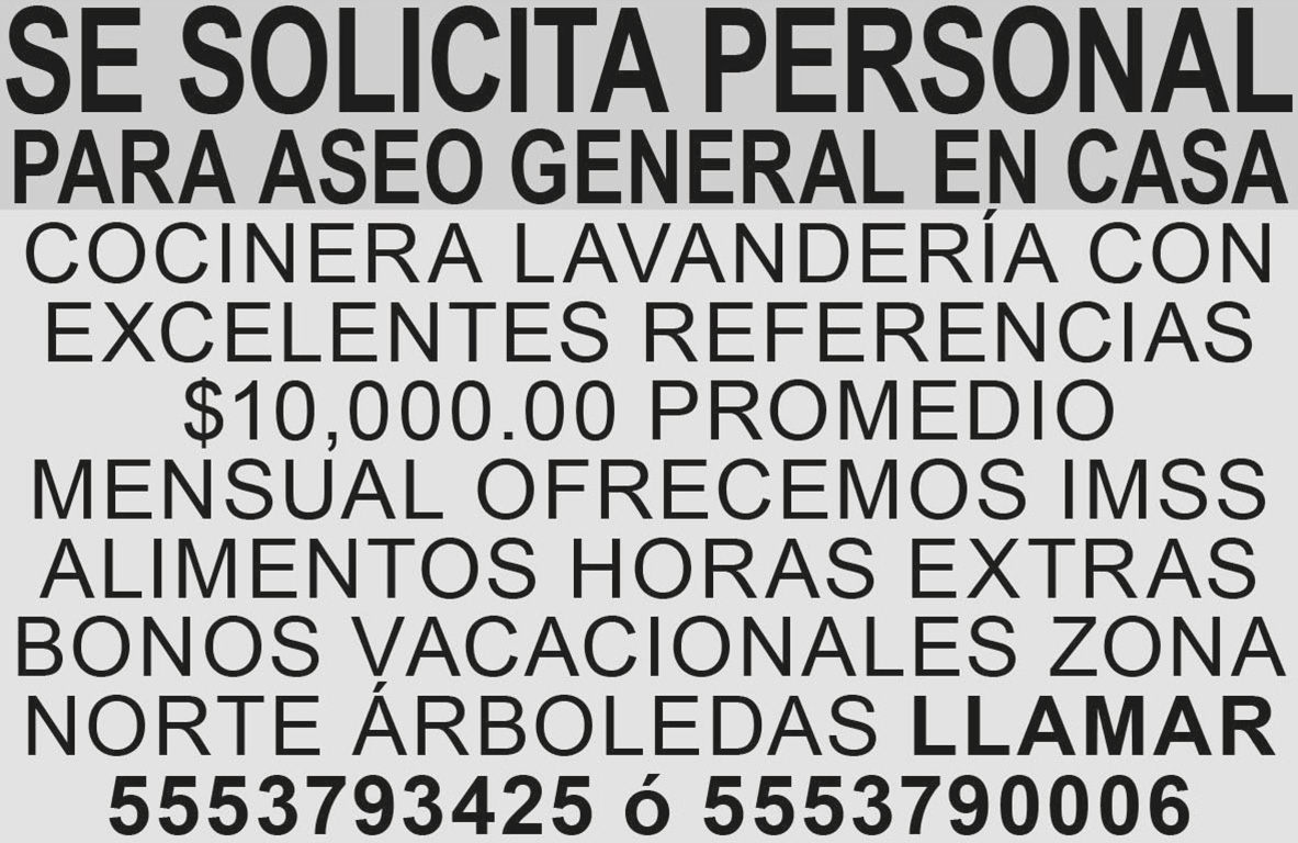 SE SOLICITA PERSONAL