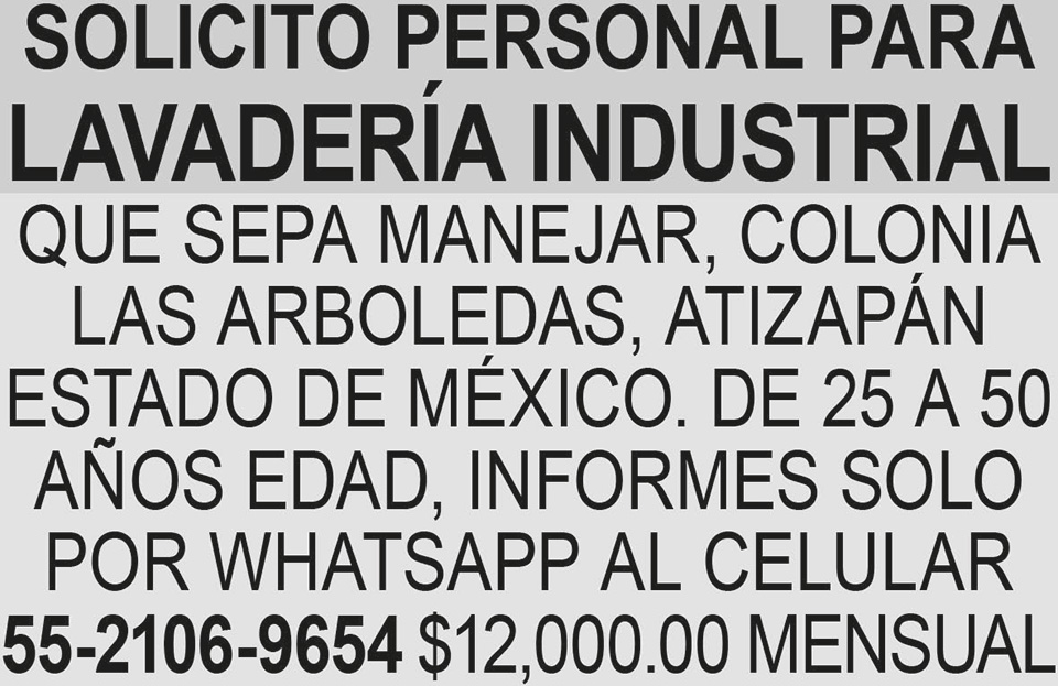 SOLICITO PERSONAL PARA