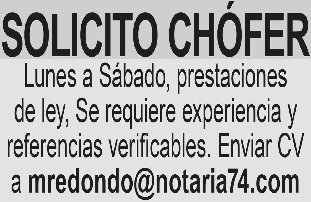 SOLICITO?CHOFERLUNES A 