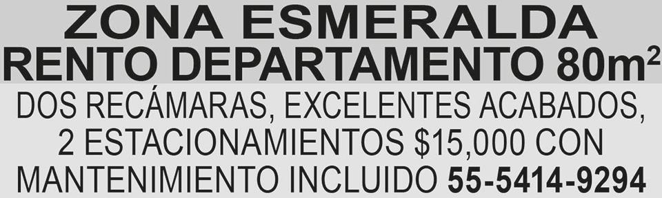 ZONA ESMERALDARENTO DEPARTAMENTO80M2