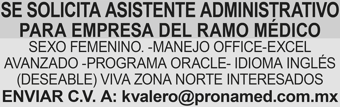 SE SOLICITA ASISTENTE