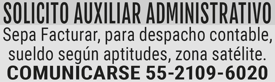 SOLICITO?AUXILIAR ADMINISTRATIVOSEPA FACTURAR