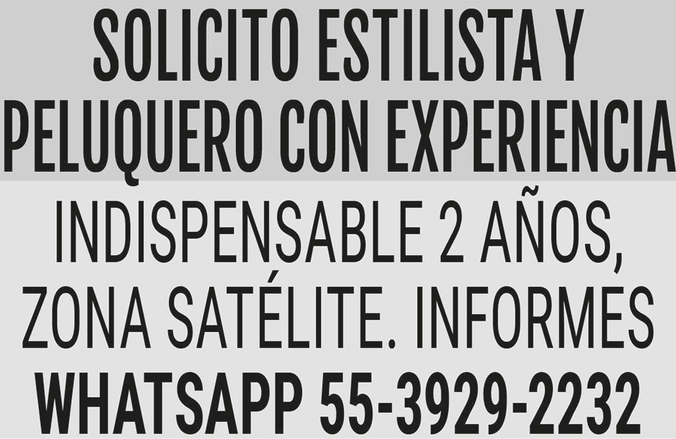 SOLICITO?ESTILISTA Y PELUQUERO?CON