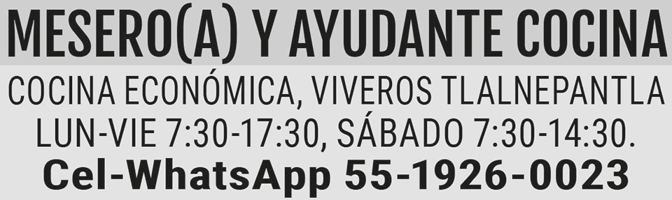 MESERO(A) Y AYUDANTE
