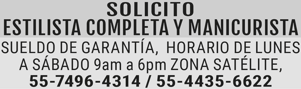 SOLICITO ESTILISTA COMPLETAY