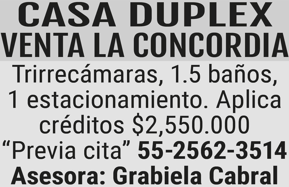 CASA DUPLEXVENTA LA