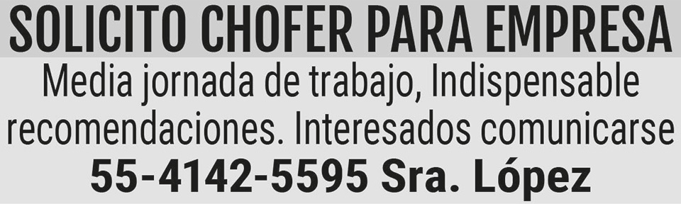 SOLICITO?CHOFER?PARA?EMPRESA??MEDIA JORNADA DE