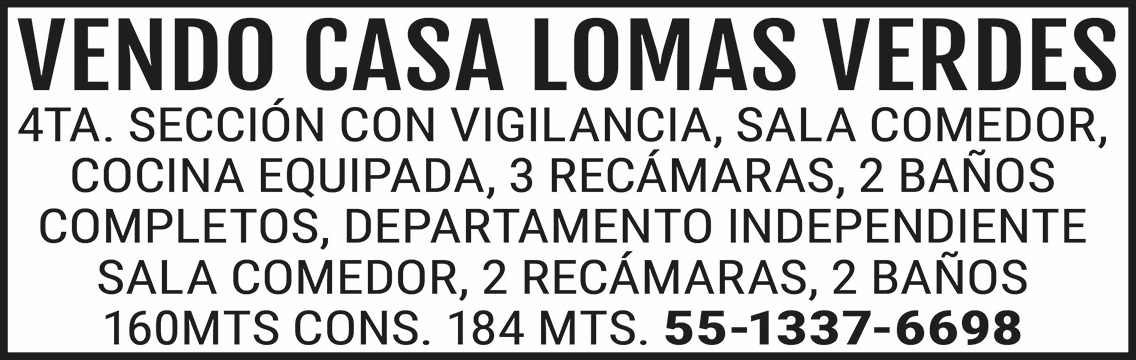 VENDO CASA LOMAS
